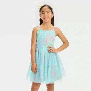 Zenzi Floral Sparkly Aquamarine Dress Size 8 Little Girl Easter Mother’s Day